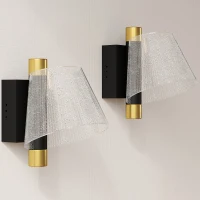 HOMCOM Led Wall Lamp 2 Pack, 5W Modern Indoor Starry Wall Light, Colour Temperature Adjustable 3000K/4000K/6500K, for Bedroom, Living Room, Hallway, Stairs, Black(m-1)