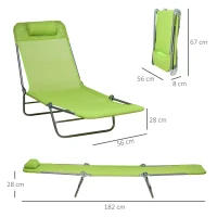 Outsunny Set of Two Steel Frame Sun Loungers, with Reclining Backs - Green(m-3)