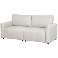 HOMCOM Canapé 3 places, accoudoirs et dossier rembourrés, canapé en tissu aspect lin crème