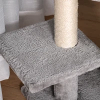 PawHut Kratzbaum 120 cm Katzenturm mit Höhle, Spielball, Sisalstämme,  Plattform, Treppe, mehrstöckiger Katzenkratzbaum, Kletterbaum für Katzen, Hellgrau(m-10)