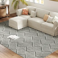 HOMCOM Tapis salon 230 x 160 cm cm poils courts lavable en machine hypoallergénique pour salon, chambre à coucher, bureau, gris(m-1)