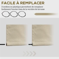 Outsunny Toile de rechange store banne lambrequin vagues douces polyester haute densité 280 g/m² anti-UV 2,82 x 2,4 m crème(m-5)