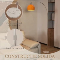 HOMCOM Lampă de Podea cu Arc cu Întrerupător cu Pedală Alb și Portocaliu(m-7)