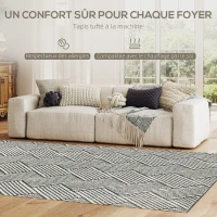 HOMCOM Tapis salon 200 x 140 cm poils courts lavable en machine hypoallergénique pour salon, chambre à coucher, bureau, gris(m-4)