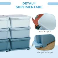 HOMCOM Comodă 6 Sertare pentru Copii cu Margini Rotunjite din PP Albastru(m-7)