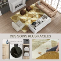 HOMCOM Tapis salon 230 x 160 cm poils courts lavable en machine hypoallergénique pour salon, chambre à coucher, bureau, jaune(m-6)