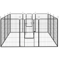 PawHut Parque para Perros de 12 Paneles con 2 Puertas Corralito para Perros para Exterior Interior de Acero 80x120 cm Negro