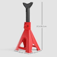 HOMCOM Lot de 2 chandelles voiture chandelles de levage capacité 6 tonnes hauteur réglable 375-592mm goupille de sécurité rouge(m-3)