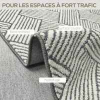 HOMCOM Tapis salon 200 x 140 cm poils courts lavable en machine hypoallergénique pour salon, chambre à coucher, bureau, gris(m-5)