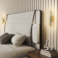 HOMCOM Led Wall Lamp 2 Pack, 9W Modern Indoor Geometric Mesh Wall Light, Colour Temperature Adjustable 3000K/4000K/6500K for Bedroom, Living Room, Hallway, Stairs, Gold Tone(m-8)