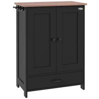 PawHut Pet Feeding Station with Raised Dog Bowls, Adjustable Panel, Hooks, Black(m-1)