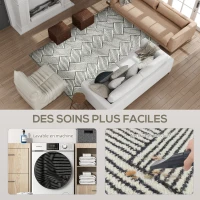 HOMCOM Tapis salon 200 x 140 cm poils courts lavable en machine hypoallergénique pour salon, chambre à coucher, bureau, gris(m-6)