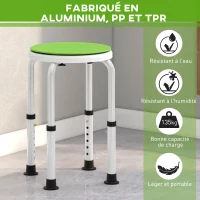 HOMCOM Tabouret de douche siège de douche antidérapant tabouret de bain hauteur réglable pivotant à 360° en aluminium(m-5)