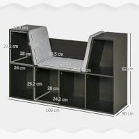 HOMCOM Kids Bookcase Shelf Storage Cabinet Unit, Living Room Sideboard w/ Six Compartments for Toys, Books - Brown(m-3)