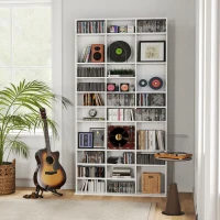 HOMCOM CD Storage Unit with Adjustable Shelves, 102 x 195 cm, Marble Effect(m-7)