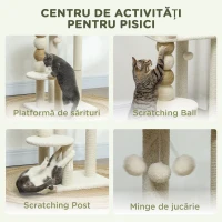 PawHut Ansamblu pentru Pisici 6 kg max din Lemn și Pluș Bej(m-5)