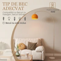 HOMCOM Lampă de Podea cu Arc cu Întrerupător cu Pedală Alb și Portocaliu(m-6)