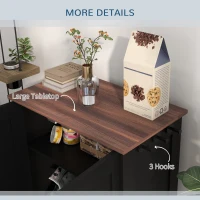 PawHut Pet Feeding Station with Raised Dog Bowls, Adjustable Panel, Hooks, Black(m-7)