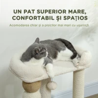 PawHut Ansamblu pentru Pisici 6 kg max din Lemn și Pluș Bej(m-4)