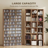 HOMCOM CD Storage Unit with Adjustable Shelves, 102 x 195 cm, Rustic Brown(m-4)