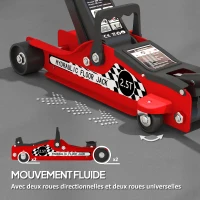 HOMCOM Cric hydraulique, cric de manœuvre extra plat charge max 2500 kg, plage de levage 80-360 mm, 53 x 20,5 x 17,5 cm, rouge(m-6)