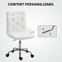 HOMCOM Scaun de Birou Reglabil pe Înălțime cu Tapițerie cu Nasturi Alb(m-6)