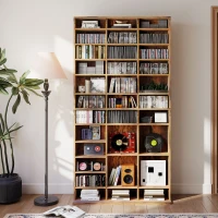 HOMCOM CD Storage Unit with Adjustable Shelves, 102 x 195 cm, Rustic Brown(m-8)