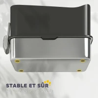 PawHut Bac à litière pour chat en acier inoxydable 85L grande capacité maison de toilette semi-fermée, 60 x 40 x 38 cm noir(m-7)