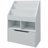 HOMCOM Etagère pour enfants avec tiroir, étagère à livres avec étagères, 60 x 29,9 x 90 cm, Gris