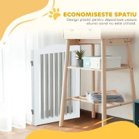 PawHut Poartă Pliabilă pentru Câini cu 3 Panouri din MDF și Oțel Alb(m-5)
