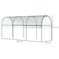 Outsunny Serre de jardin serre à tomates 4 arceaux en acier bâche en PVC 4 x 1,23 x 1,71 m vert(m-3)