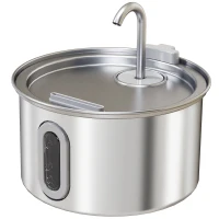 PawHut 2.5L Stainless Steel Cat Water Fountain for Drinking with Ultra-Silent Pump, Water-Level Window, 7 Filters(m-11)