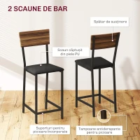 HOMCOM Set Blat de Bar Pliabil și 2 Scaune, Suport Vin și Pahare, Maro(m-6)
