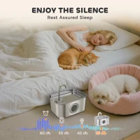 PawHut 3.2L Cat Water Fountain for Drinking, Cat Fountain Stainless Steel with Visible Water-Level Window, Ultra-Silent Pump(m-8)