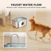 PawHut 3.2L Cat Water Fountain for Drinking, Cat Fountain Stainless Steel with Visible Water-Level Window, Ultra-Silent Pump(m-5)