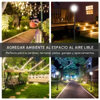 Outsunny Farola Solar para Jardín con Panel Solar Encendido Automático y Marco de Acero Inoxidable 18x18x160 cm Negro(m-10)