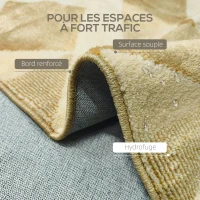 HOMCOM Tapis salon 170 x 120 cm poils courts lavable en machine hypoallergénique pour salon, chambre à coucher, bureau, jaune(m-5)