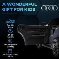 HOMCOM Auto Elettrica per Bambini di +3 Anni AUDI RS e-tron GT Auto a Batteria con Telecomando 103x58x41 cm Grigio(m-3)
