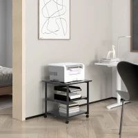 HOMCOM Support d'imprimante desserte de rangement 3 niveaux étagères mobile sur roulettes 50 x 50 x 52,5 cm(m-7)