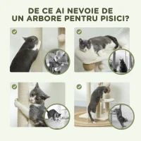 PawHut Ansamblu pentru Pisici 6 kg max din Lemn și Pluș Bej(m-6)