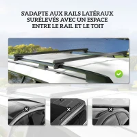 HOMCOM Barres de toit de voiture transversales porte-bagage verrouillables 2 clés fournies alliage d'aluminium noir(m-5)