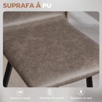 HOMCOM Set 2 Scaune de Bar cu Spătar și Suport pentru Picioare din PU și Oțel Maro(m-6)