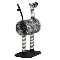 PawHut Kratzbaum im Zebra-Design, 1 Katzentunnel, 3 Kratzstämme 48,5 cm x 35 cm x 93 cm, Schwarz + Weiß(m-12)