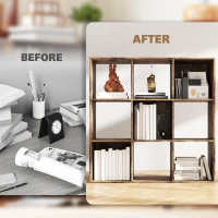 HOMCOM Nine-Cube Storage Shelf - Rustic Brown(m-7)