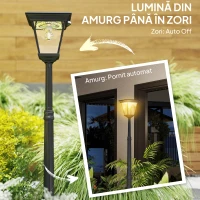 Outsunny Lampadar de Exterior cu Energie Solară cu Senzor PIR Negru(m-6)