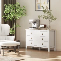 HOMCOM Cómoda de 6 Gavetas Cómoda para Dormitório com Puxadores de PU 120x40x78 cm Branco(m-9)