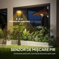 Outsunny Lampadar de Exterior cu Energie Solară cu Senzor PIR Negru(m-4)
