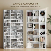 HOMCOM CD Storage Unit with Adjustable Shelves, 102 x 195 cm, Marble Effect(m-4)