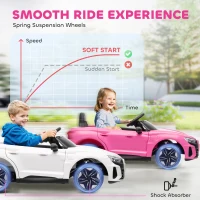 HOMCOM Audi Licensed 12V Kids Electric Ride-On, with Remote Control, Suspension System, Lights, Music, Motor - Pink(m-7)