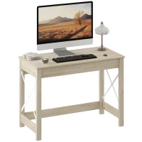 HOMCOM Bureau Moderne Bureau d'Ordinateur Facile à Monter pour Bureau Étude 105x50x76 cm Naturel(m-6)